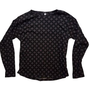 Flora Nikrooz Black Patterned Women's Pajama Top Small 21 in P2P